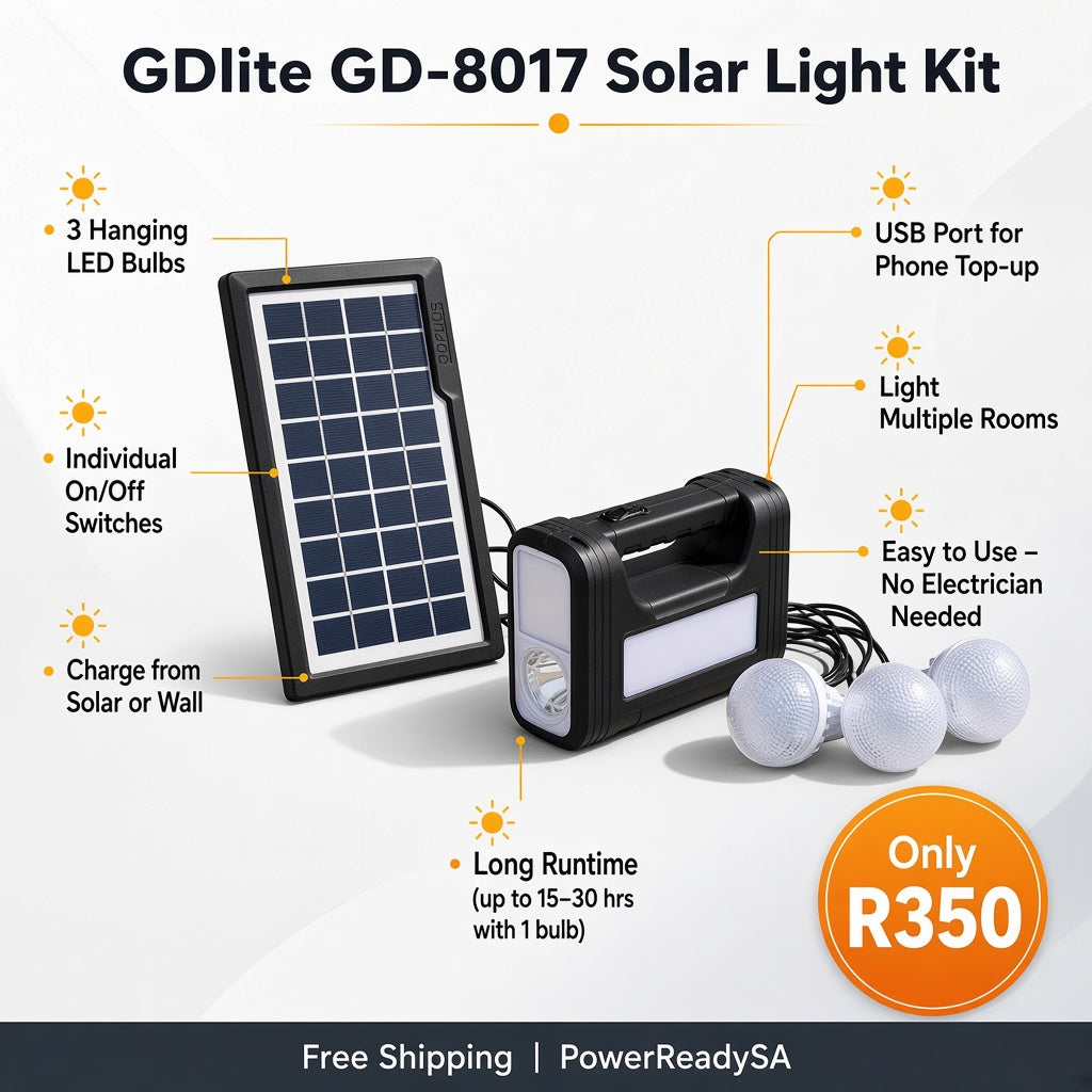 GDlite Solar Light Kit – with 3 Hanging Bulbs