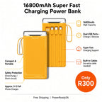 16800mAh Power Bank with Built-in Cables
