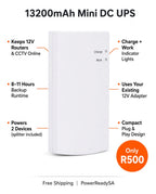 13200mAh Mini DC UPS for 12V Routers, WiFi & CCTV Cameras