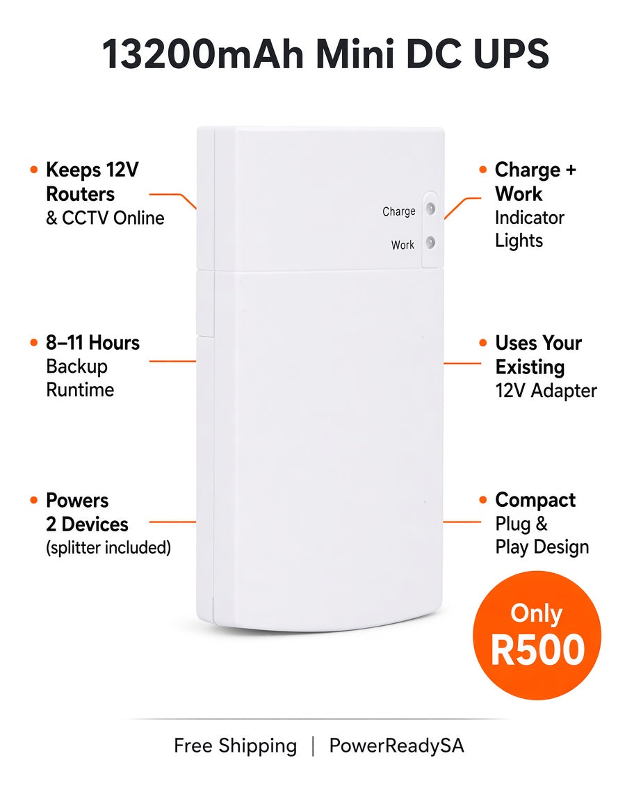 13200mAh Mini DC UPS for 12V Routers, WiFi & CCTV Cameras