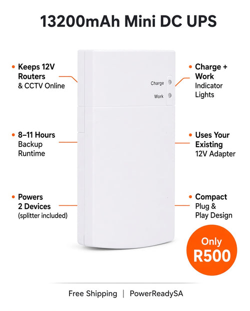 13200mAh Mini DC UPS for 12V Routers, WiFi & CCTV Cameras